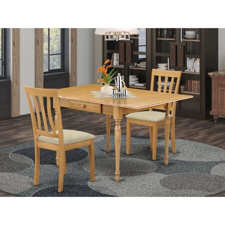East West Furniture 3 Piece Monza Dining Room Table Set - Oak MZAN3-OAK-C